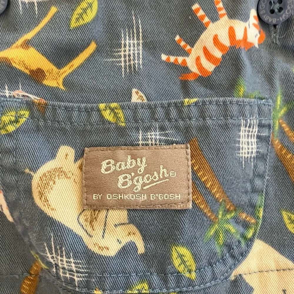 Vintage Y2K Oshkosh Jungle Animal Safari Print Overalls 24 mo